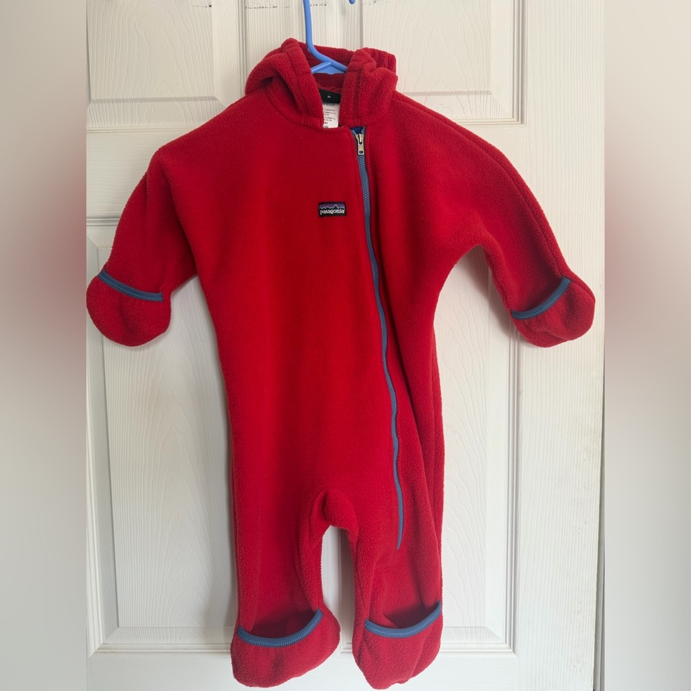 Patagonia Kids Red One Piece Fleece Footie Suit Size 24 Months